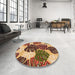 Round Patterned Orange Rug in a Office, pat1015org