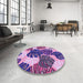 Round Patterned Bright Purple Rug in a Office, pat1015pur