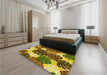 Patterned Dark Bronze Brown Rug in a Bedroom, pat1015yw