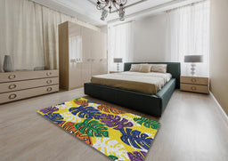 Patterned Plum Purple Modern Rug in a Bedroom, pat1015