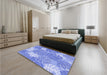 Patterned Blue Rug in a Bedroom, pat1016blu