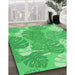 Patterned Neon Green Rug in Family Room, pat1016grn