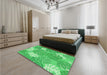 Patterned Neon Green Rug in a Bedroom, pat1016grn