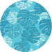 Square Patterned Bright Turquoise Blue Rug, pat1016lblu