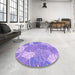 Round Patterned Purple Rug in a Office, pat1016pur