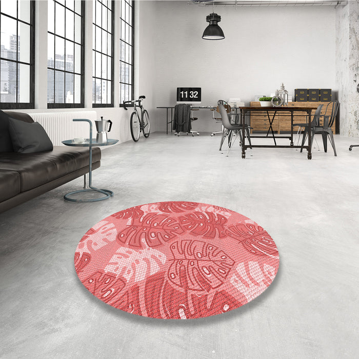 Round Patterned Light Coral Pink Rug in a Office, pat1016rd