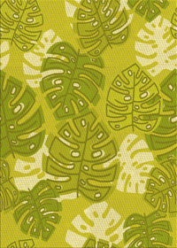 Machine Washable Transitional Dark Yellow Green Rug, wshpat1016yw