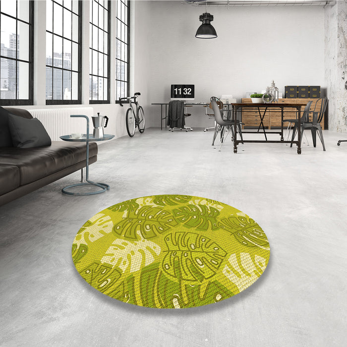 Machine Washable Transitional Dark Yellow Green Rug in a Washing Machine, wshpat1016yw
