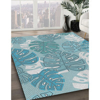 Patterned Aquamarine Stone Green Novelty Rug, pat1016