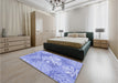 Patterned Light Slate Blue Rug in a Bedroom, pat1017blu