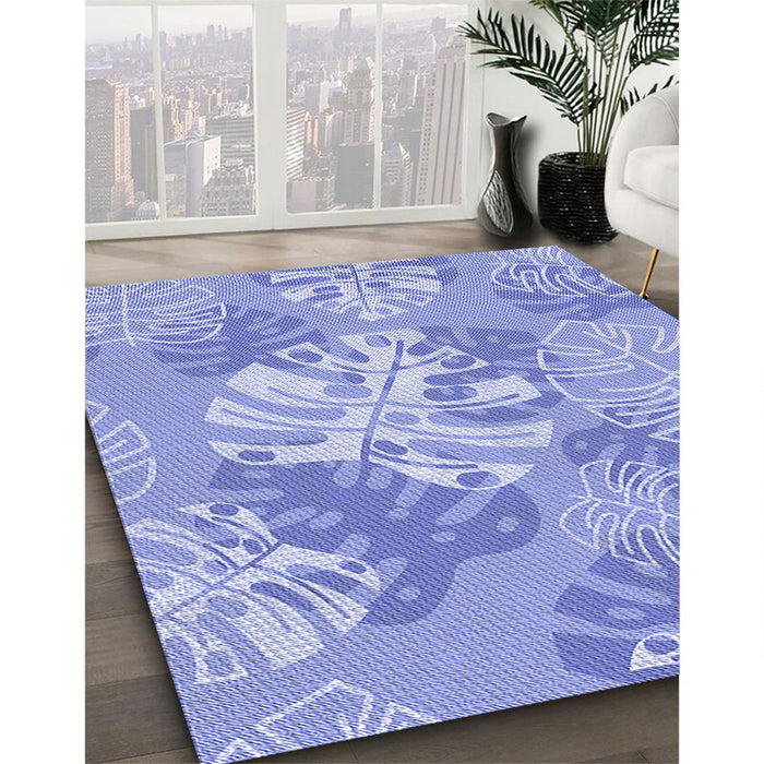 Patterned Light Slate Blue Rug in Family Room, pat1017blu