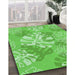 Patterned Emerald Green Rug in Family Room, pat1017grn