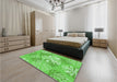 Patterned Emerald Green Rug in a Bedroom, pat1017grn