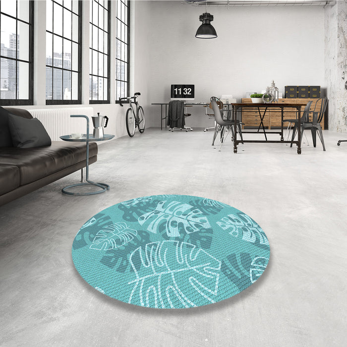 Machine Washable Transitional Light Sea Green Rug in a Washing Machine, wshpat1017lblu