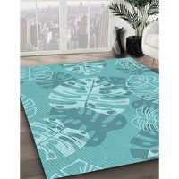 Patterned Light Sea Green Rug, pat1017lblu