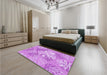 Patterned Violet Purple Rug in a Bedroom, pat1017pur