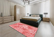 Patterned Pastel Pink Rug in a Bedroom, pat1017rd