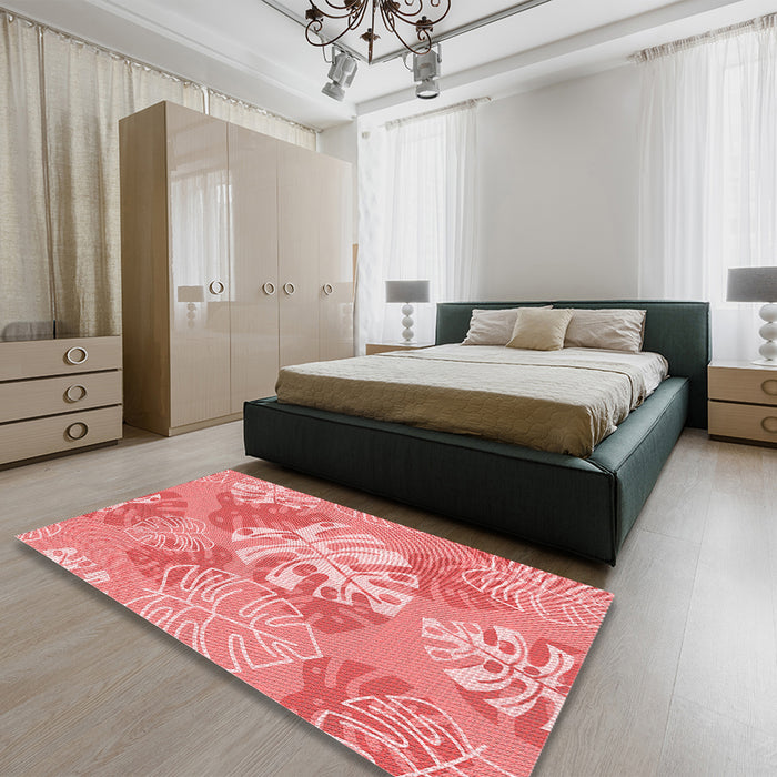 Patterned Pastel Pink Rug in a Bedroom, pat1017rd