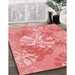 Patterned Pastel Pink Rug in Family Room, pat1017rd