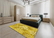 Patterned Caramel Brown Rug in a Bedroom, pat1017yw