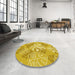 Round Patterned Caramel Brown Rug in a Office, pat1017yw