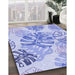 Patterned Blue Rug in Family Room, pat1018blu