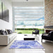 Square Patterned Blue Rug in a Living Room, pat1018blu