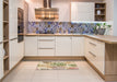 Patterned Khaki Gold Rug in a Kitchen, pat1018brn