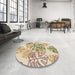 Round Patterned Khaki Gold Rug in a Office, pat1018brn