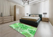 Patterned Jade Green Rug in a Bedroom, pat1018grn