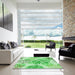 Square Patterned Jade Green Rug in a Living Room, pat1018grn