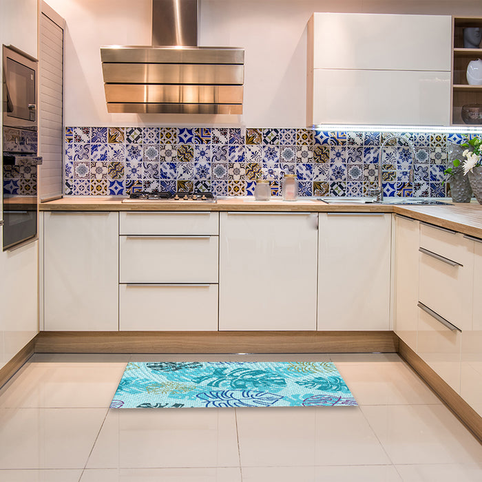 Patterned Blue Rug in a Kitchen, pat1018lblu