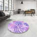 Round Patterned Purple Rug in a Office, pat1018pur