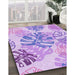 Patterned Purple Rug in Family Room, pat1018pur