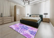 Patterned Purple Rug in a Bedroom, pat1018pur