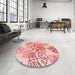 Round Patterned Orange Rug in a Office, pat1018rd