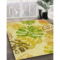 Patterned Dark Golden Brown Rug, pat1018yw