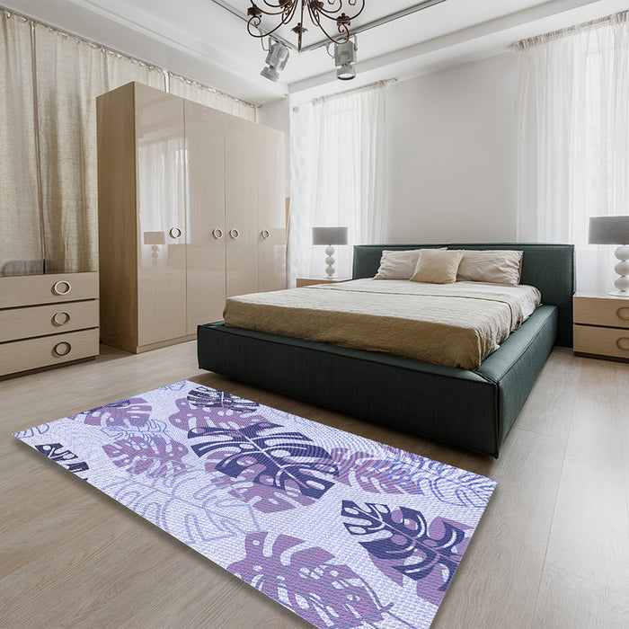 Patterned Light Purple Rug in a Bedroom, pat1019blu