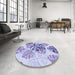 Round Patterned Light Purple Rug in a Office, pat1019blu