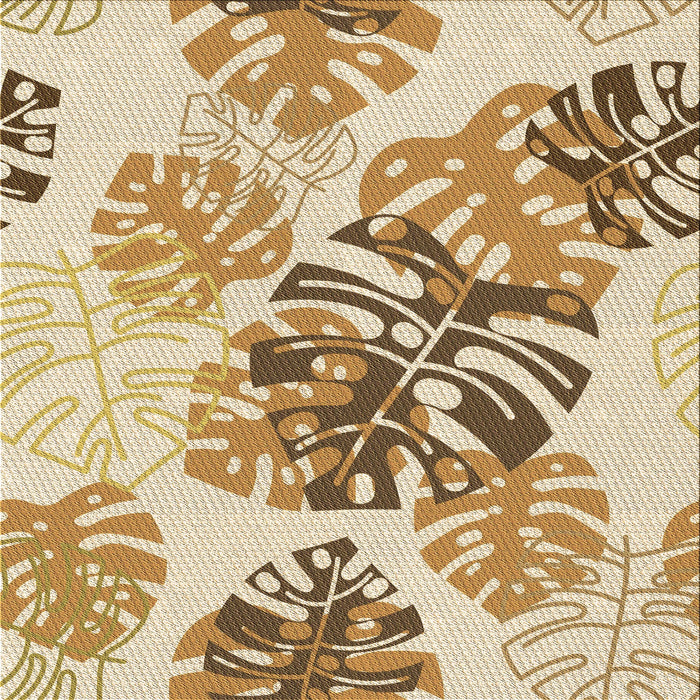 Round Patterned Khaki Gold Rug, pat1019brn