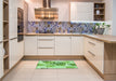 Patterned Light Green Rug in a Kitchen, pat1019grn