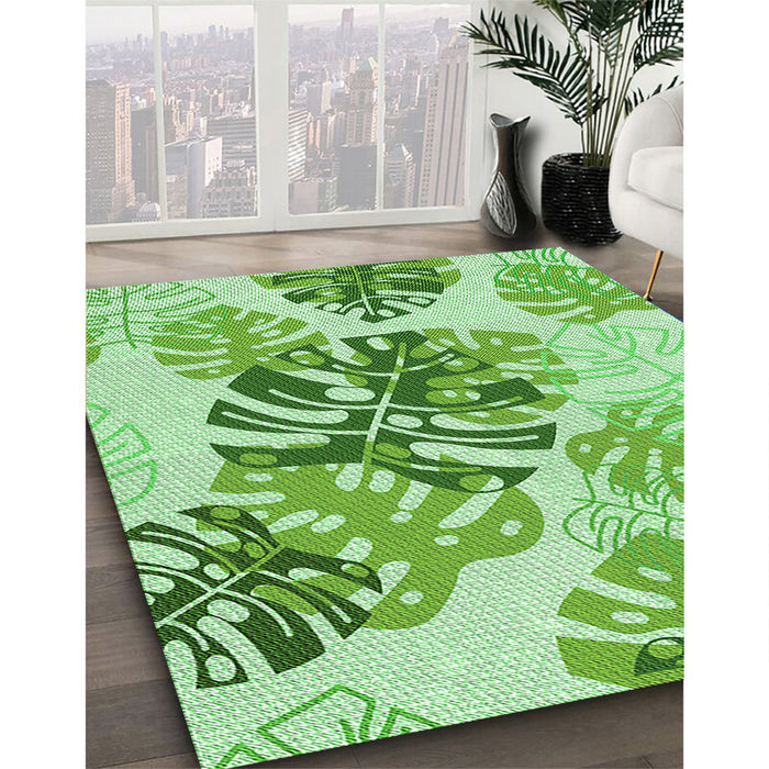 Machine Washable Transitional Light Green Rug in a Family Room, wshpat1019grn