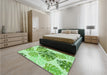 Patterned Light Green Rug in a Bedroom, pat1019grn