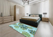 Patterned Blue Rug in a Bedroom, pat1019lblu