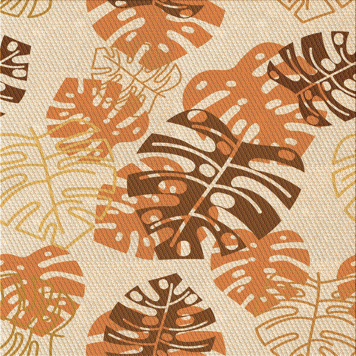 Round Patterned Orange Rug, pat1019org