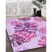 Patterned Blossom Pink Rug in Family Room, pat1019pur