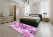 Patterned Blossom Pink Rug in a Bedroom, pat1019pur