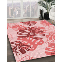 Patterned Deep Rose Pink Rug, pat1019rd