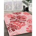 Patterned Deep Rose Pink Rug in Family Room, pat1019rd