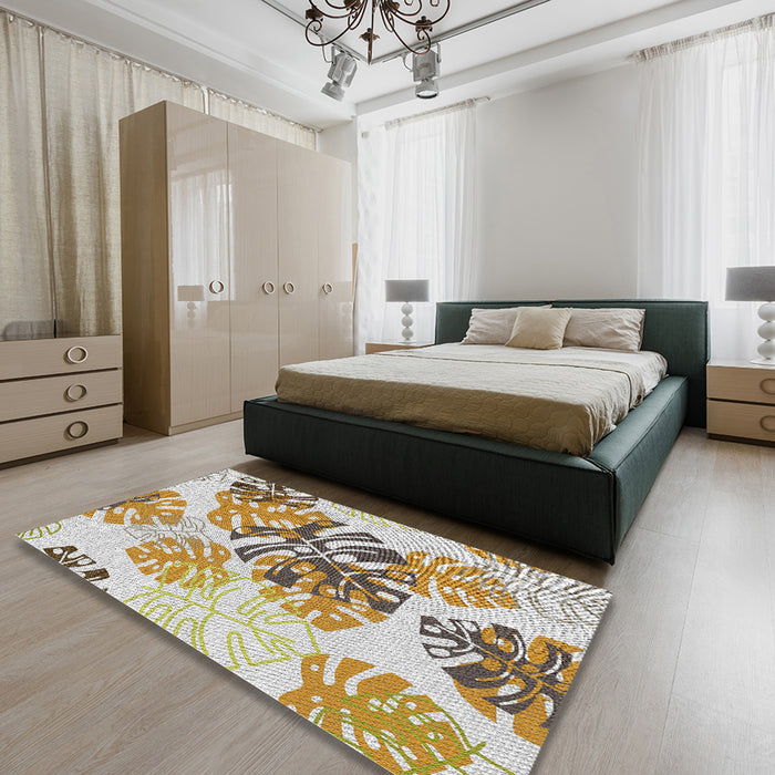 Patterned Brown Novelty Rug in a Bedroom, pat1019